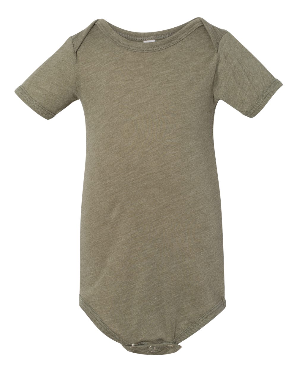 Front View of Olive Triblend Infant Triblend Short Sleeve One Piece - 134B