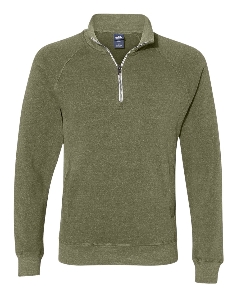 Front View of Olive Triblend Triblend Quarter-Zip Sweatshirt - 8869