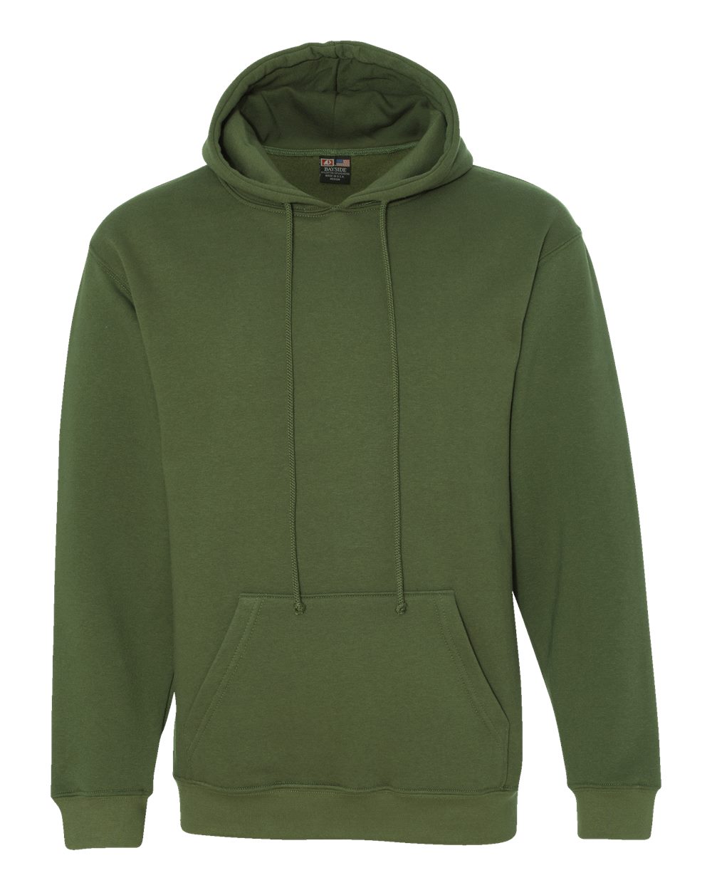 Front View of Olive USA-Made Hooded Sweatshirt - 960