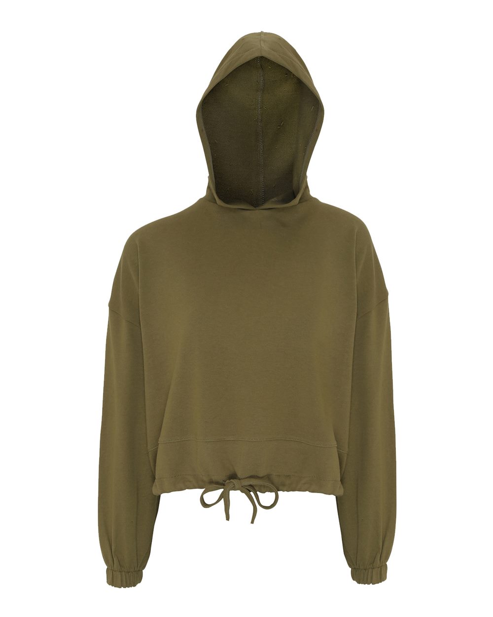 Front View of Olive Women's Cropped Maria Hoodie - TD085