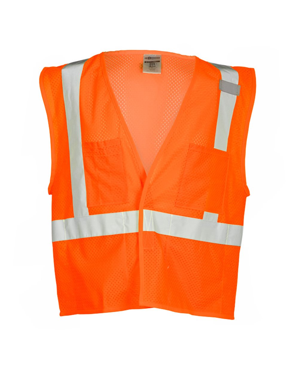 Front View of Orange 4 Pocket Hook-and-Loop Mesh Vest - 1083-1084