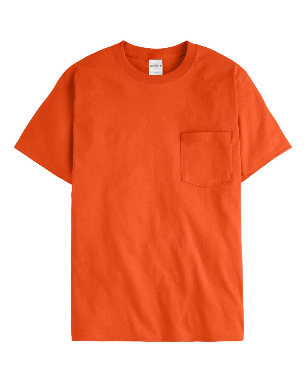 Front View of Orange Authentic Pocket T-Shirt - 5590