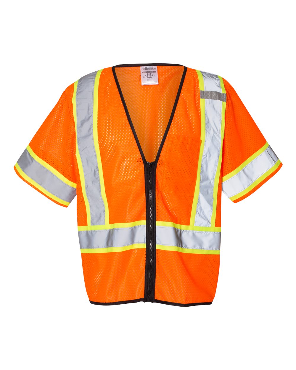 Front View of Orange Class 3 Mesh Zippered Vest - 1565-1566