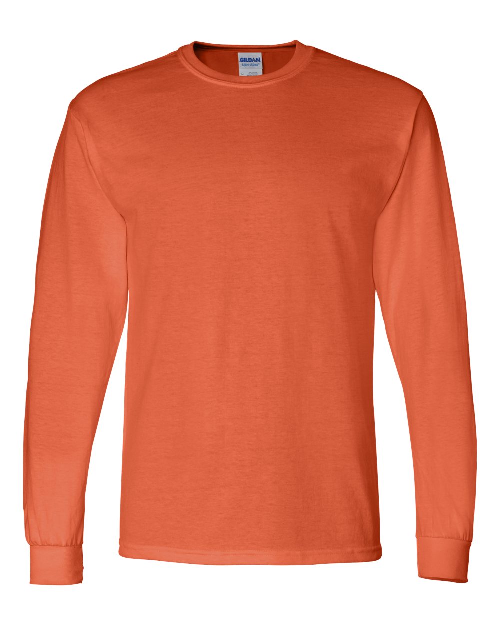 Front View of Orange DryBlend® 50/50 Long Sleeve T-Shirt - 8400