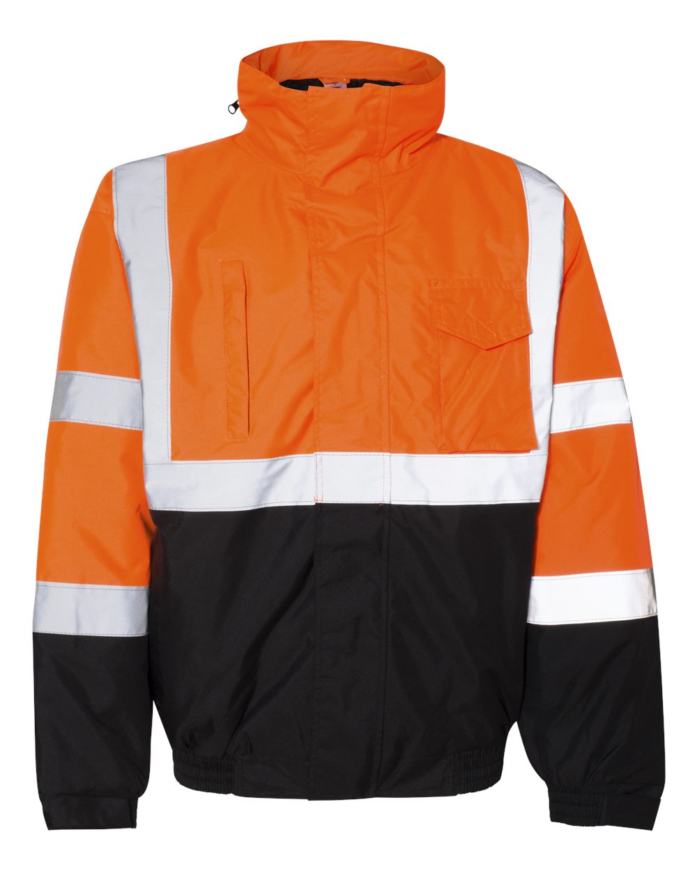 Front View of Orange Economy Bomber Jacket - JS121-122