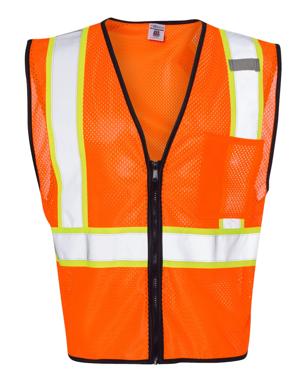 Front View of Orange Economy Contrasting Vest with Zippered Front - 1527-1528