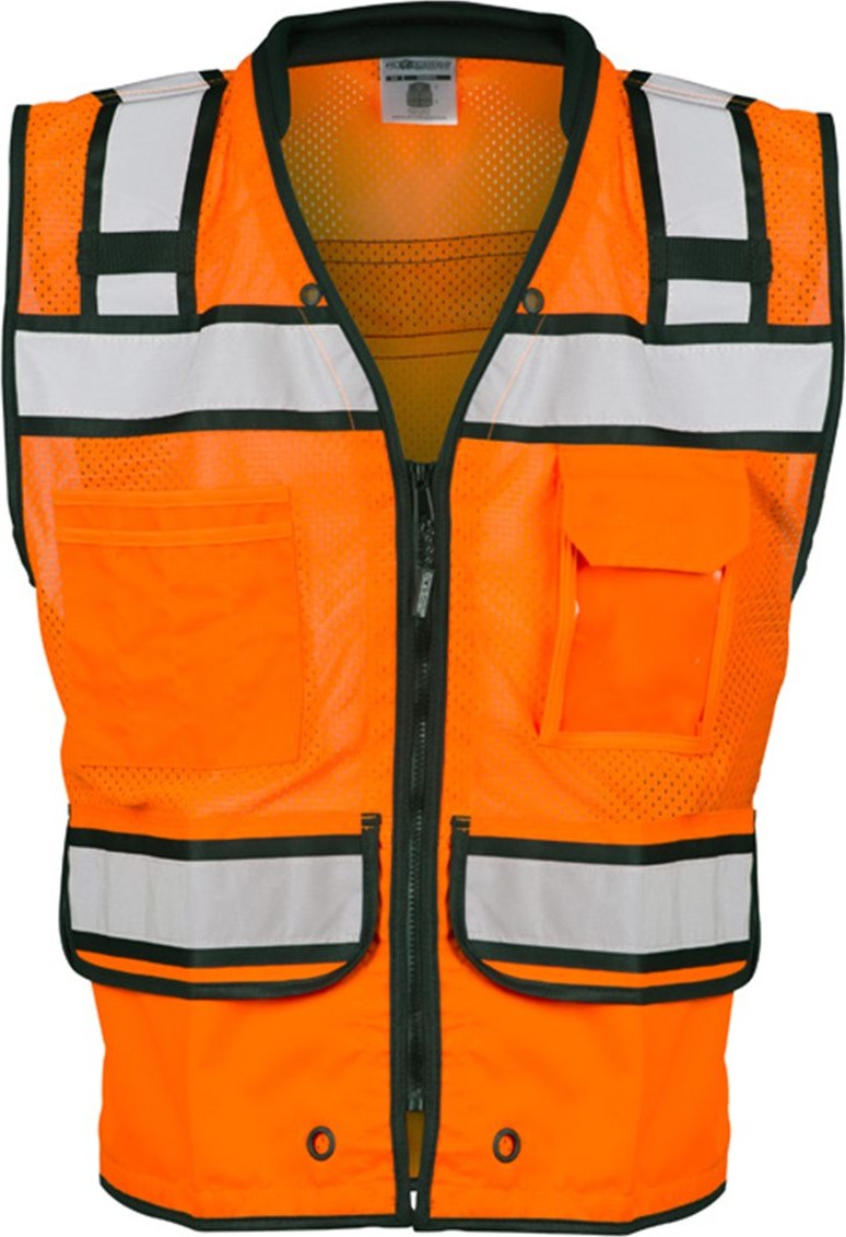 Front View of Orange High-Performance Surveyors Vest - S5004-5005