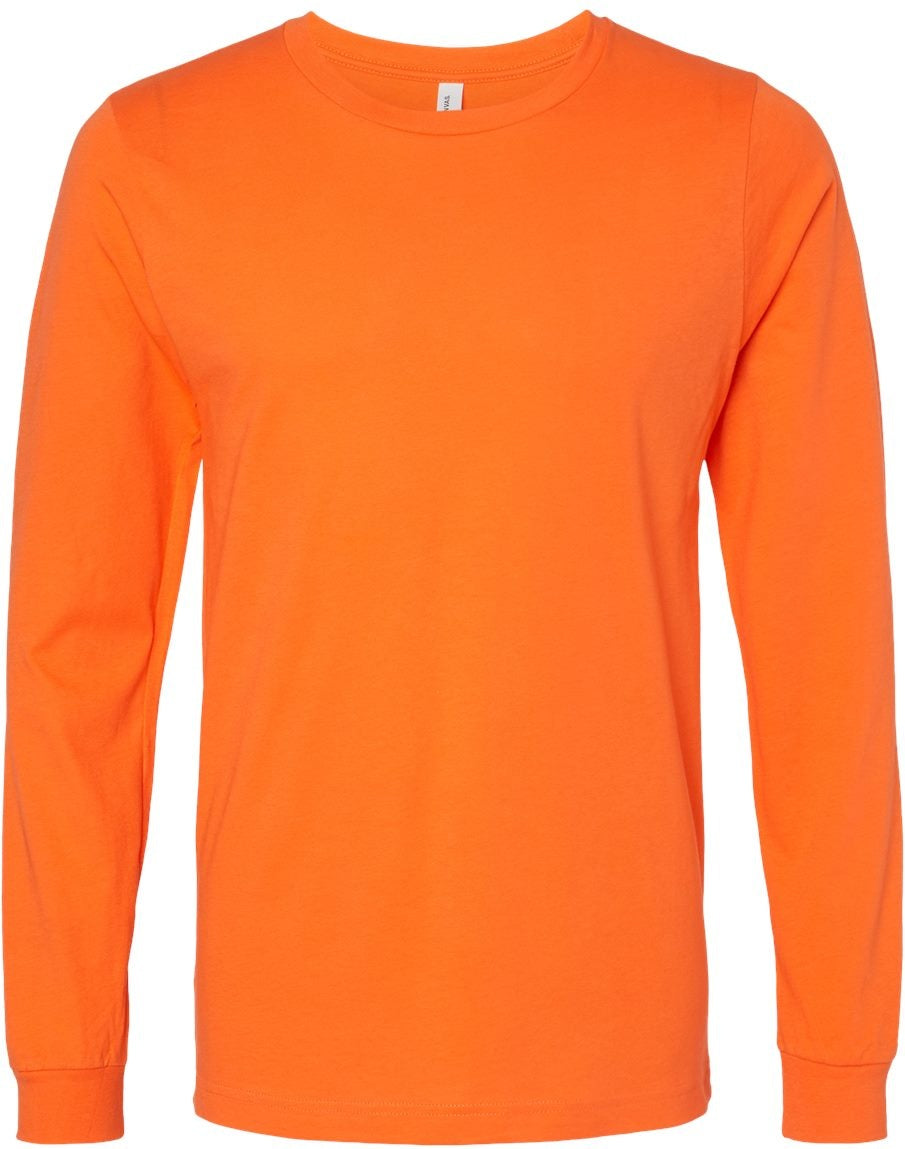 Front View of Orange Jersey Long Sleeve Tee - 3501
