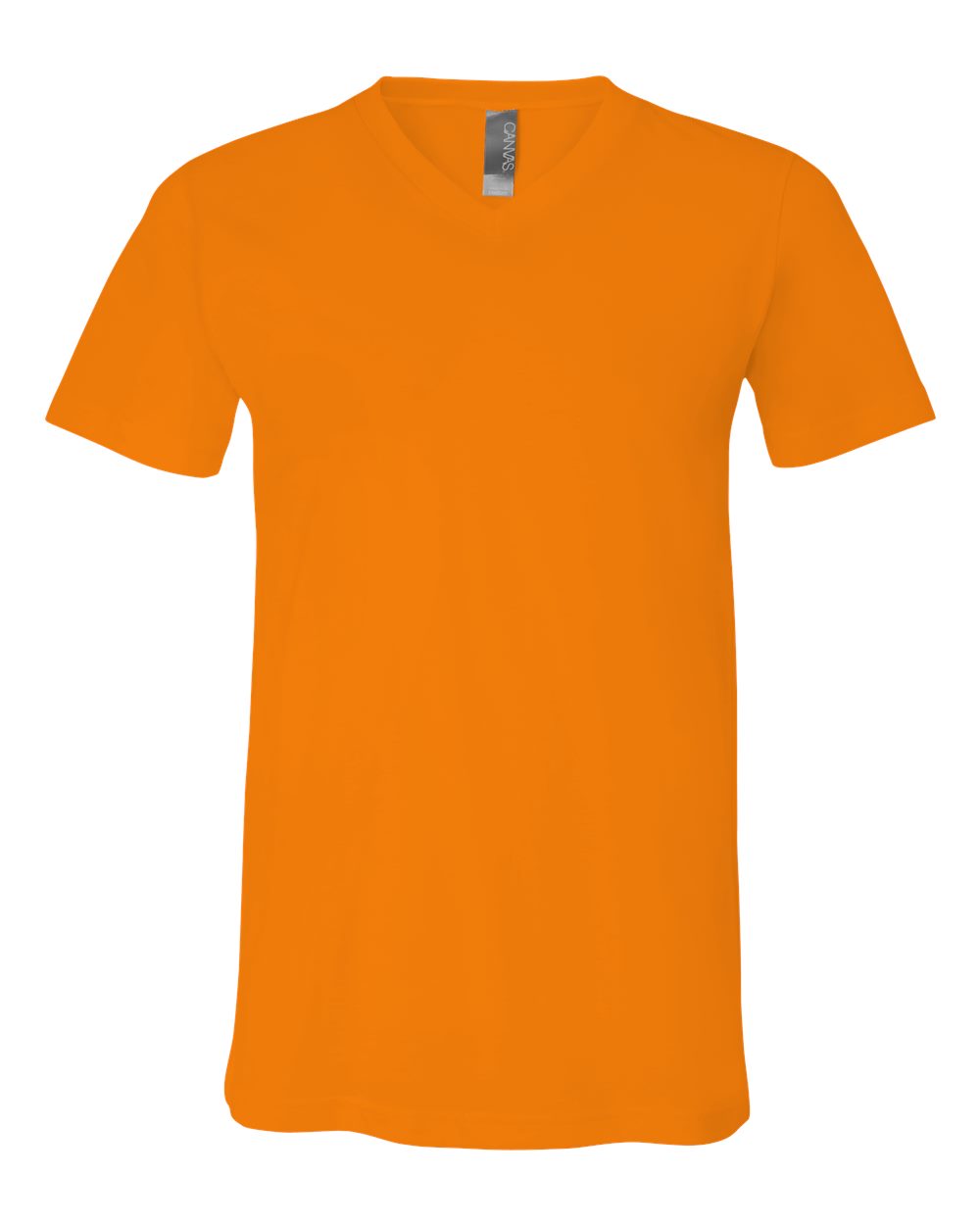 Front View of Orange Jersey V-Neck Tee - 3005