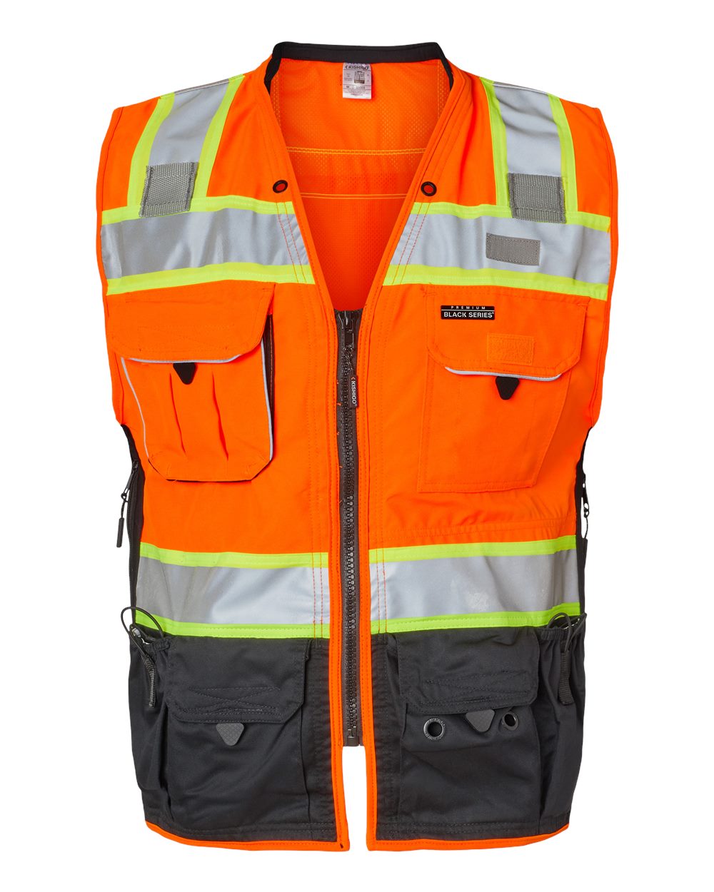 Front View of Orange Premium Black Series® Surveyors Vest - S5002-5003