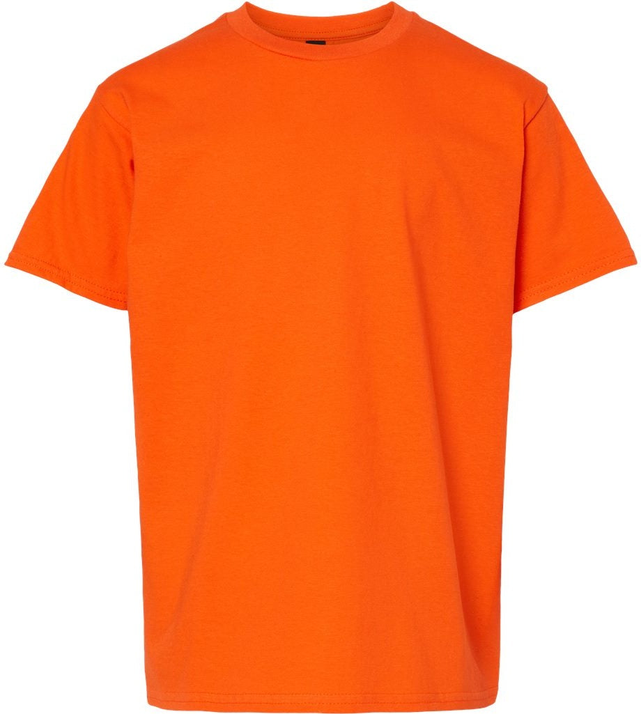 Front View of Orange Softstyle® Youth Midweight T-Shirt - 65000B