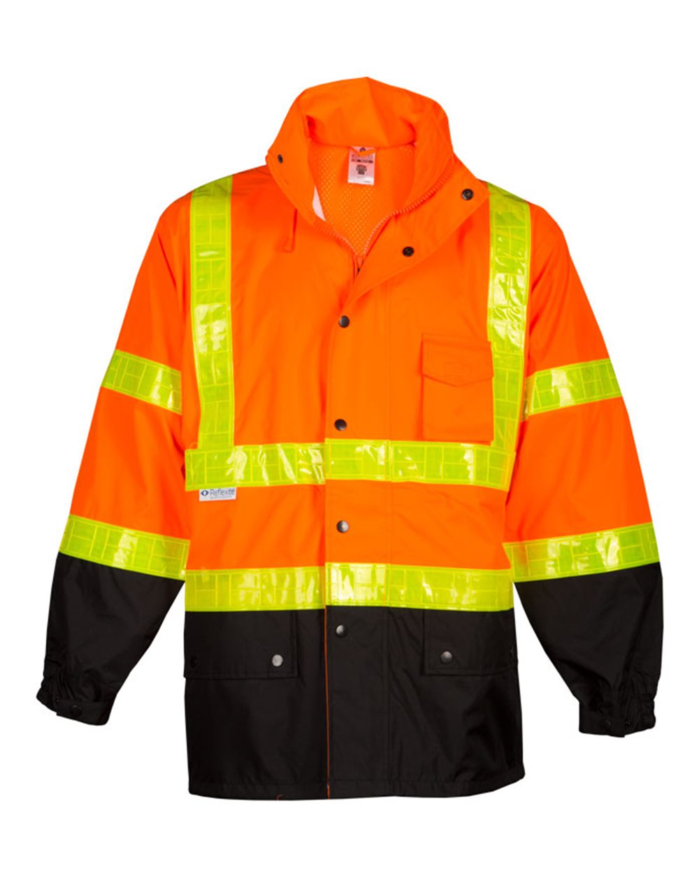 Front View of Orange Storm Stopper Pro Rainwear Jacket - RWJ100-101