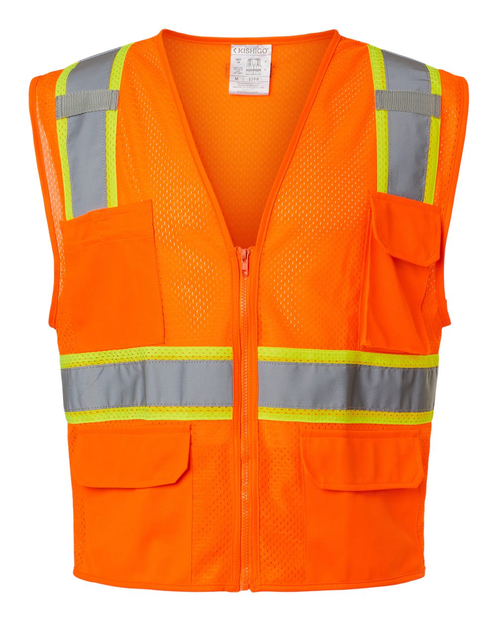 Front View of Orange Ultra-Cool™ Multi-Pocket Vest - 1195-1196