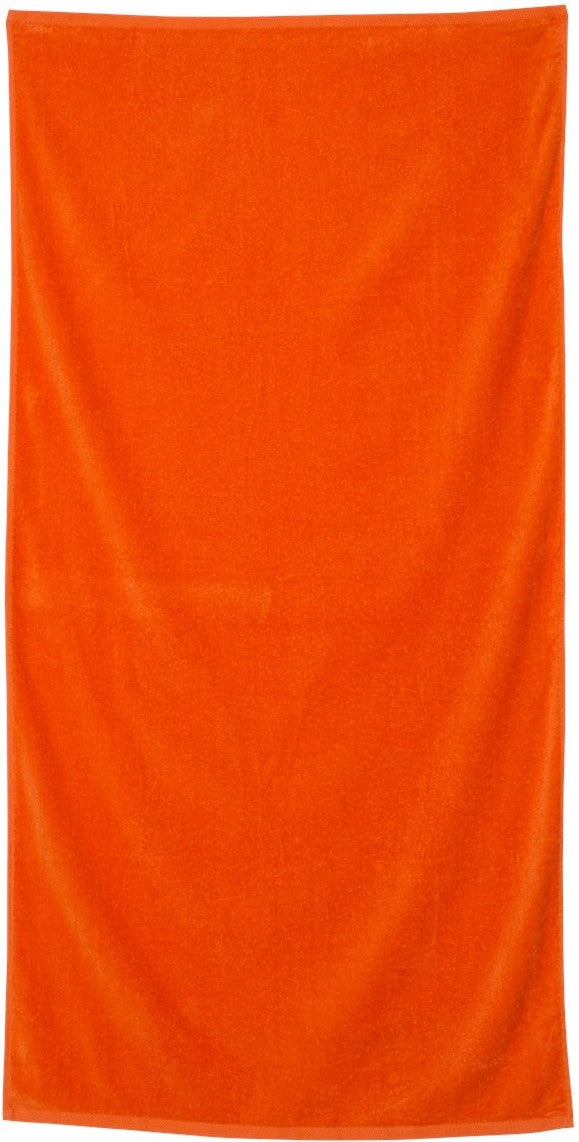Front View of Orange Velour Beach Towel - QV3060