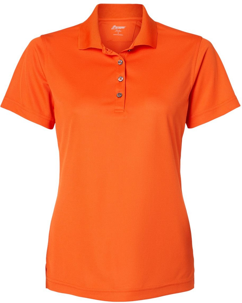 Front View of Orange Women's Saratoga Performance Mini Mesh Polo - 104