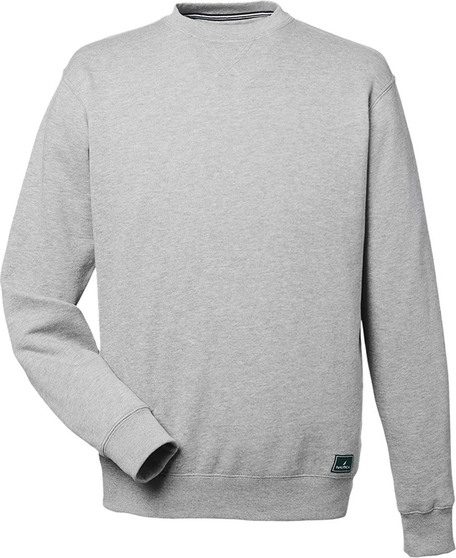 Front View of Oxford Heather Anchor Fleece Crewneck Sweatshirt - N17175