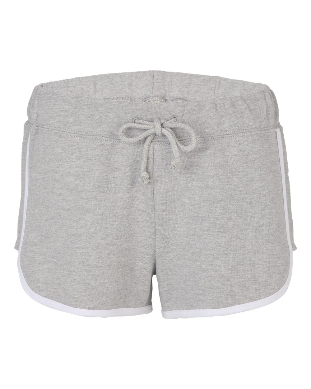 Front View of Oxford Heather/ White Women's French Terry Shorts - BW6402