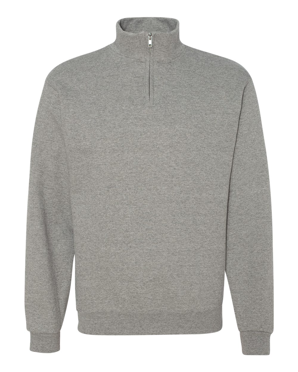 Front View of Oxford Nublend® Cadet Collar Quarter-Zip Sweatshirt - 995MR