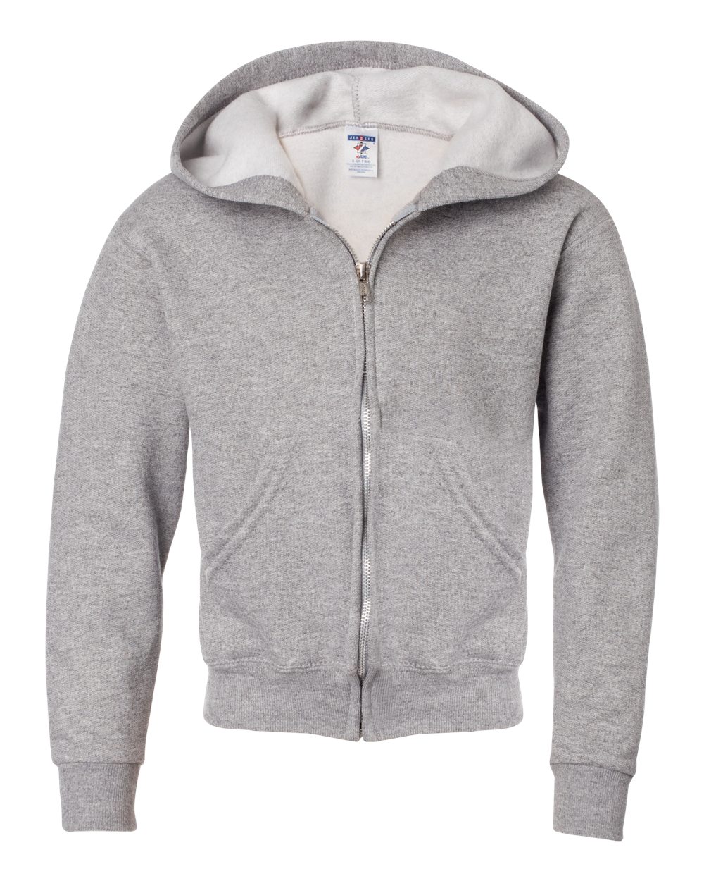 Front View of Oxford NuBlend® Youth Full-Zip Hooded Sweatshirt - 993BR