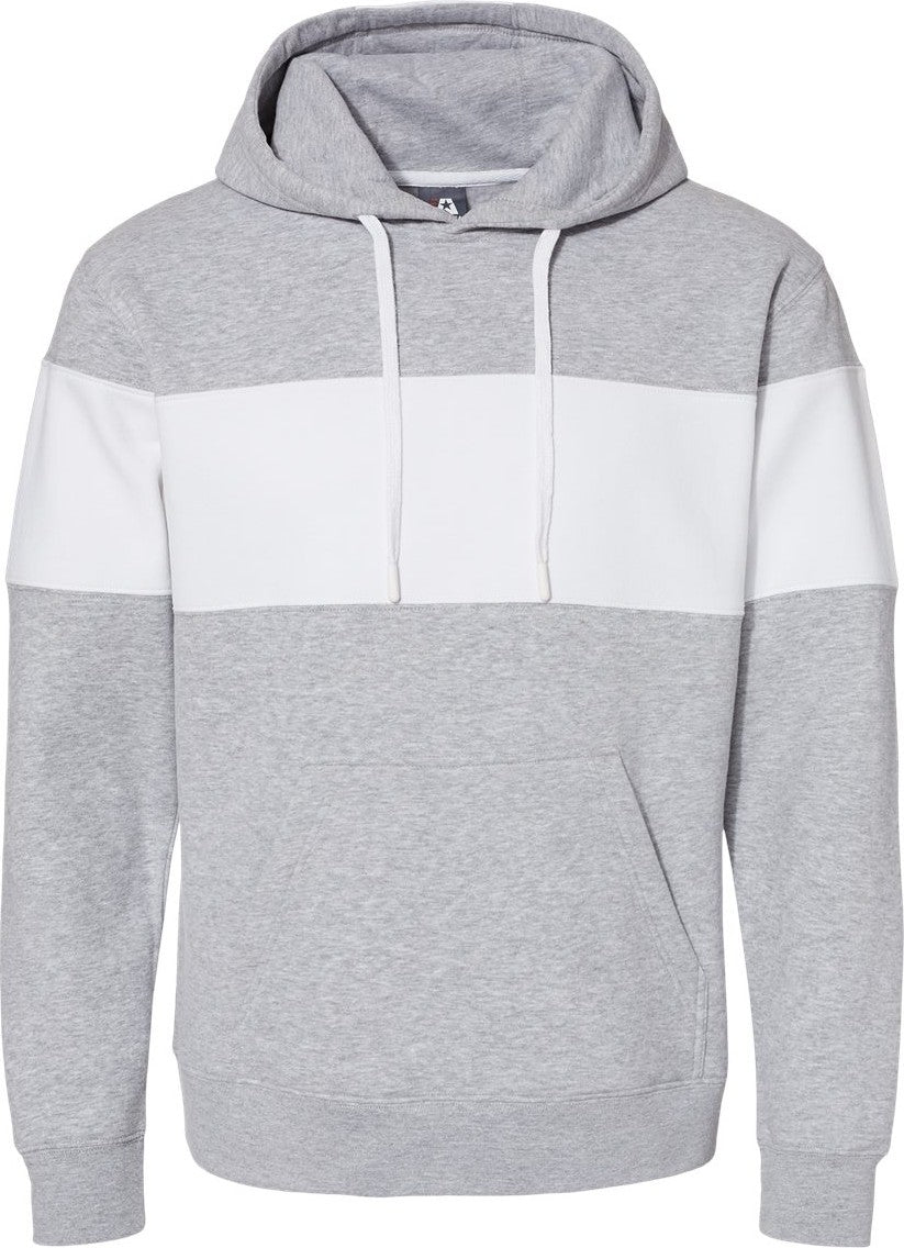 Front View of Oxford Varsity Fleece Colorblocked Hooded Sweatshirt - 8644