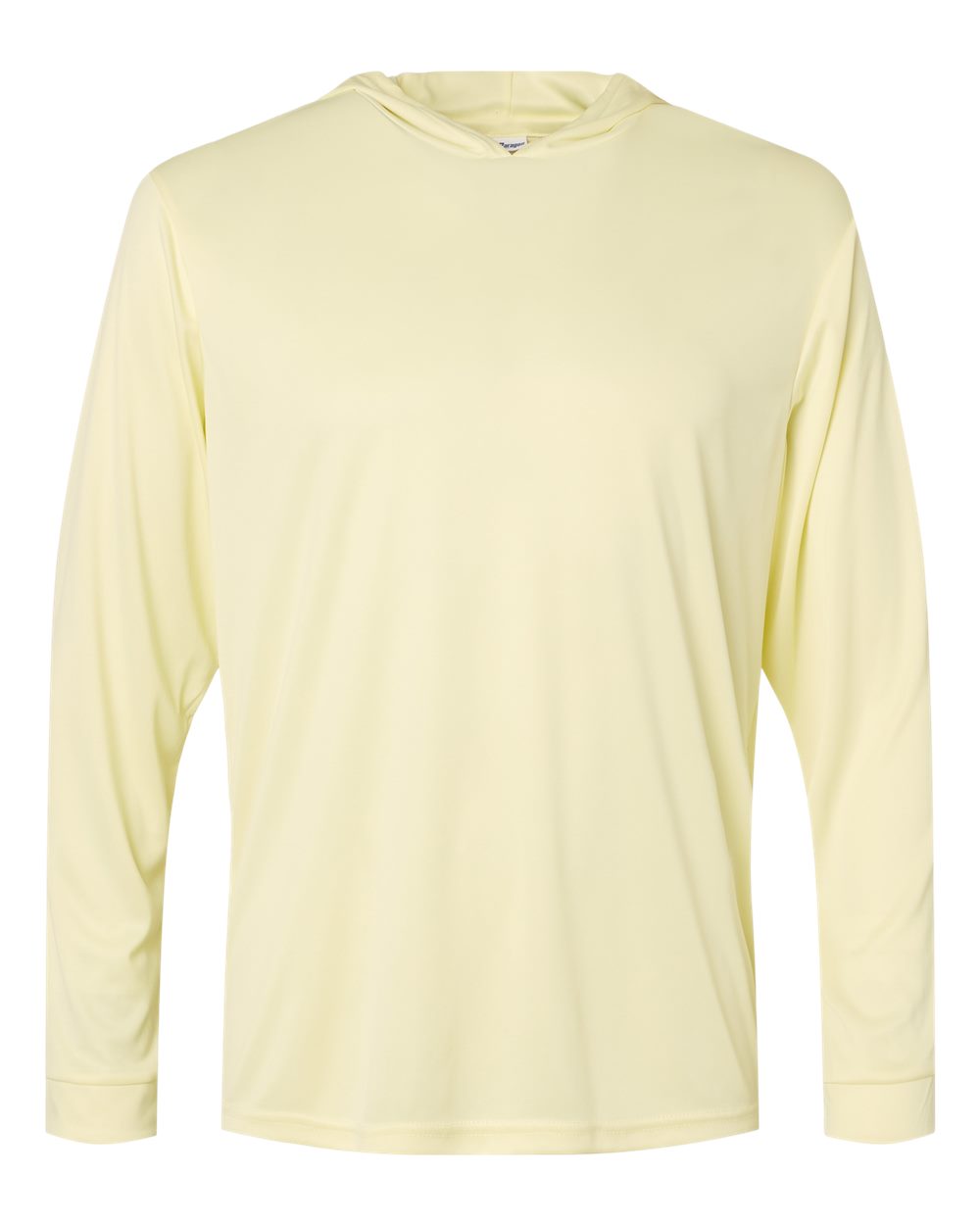 Front View of Pale Yellow Bahama Performance Hooded Long Sleeve T-Shirt - 220