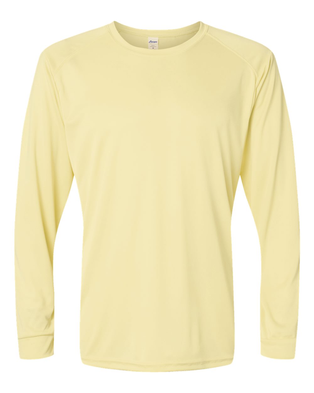 Front View of Pale Yellow Long Islander Performance Long Sleeve T-Shirt - 210