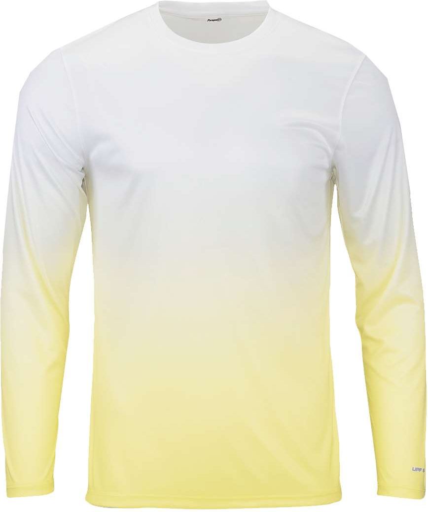 Front View of Pale Yellow Maui Performance Long Sleeve T-Shirt - 233