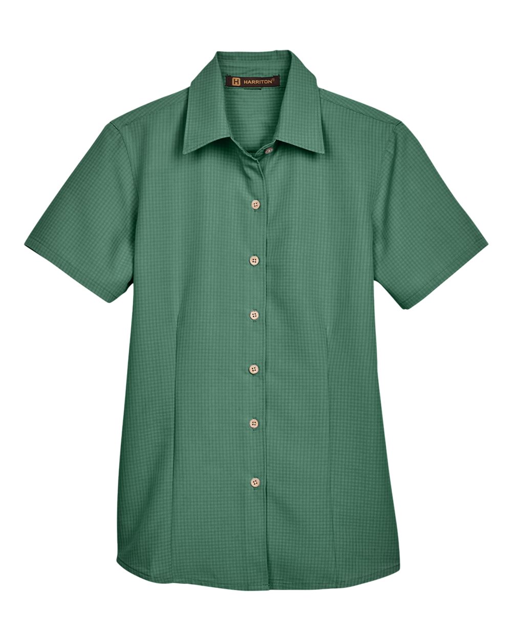 Front View of Palm Green Women's Barbados Textured Camp Shirt - M560W