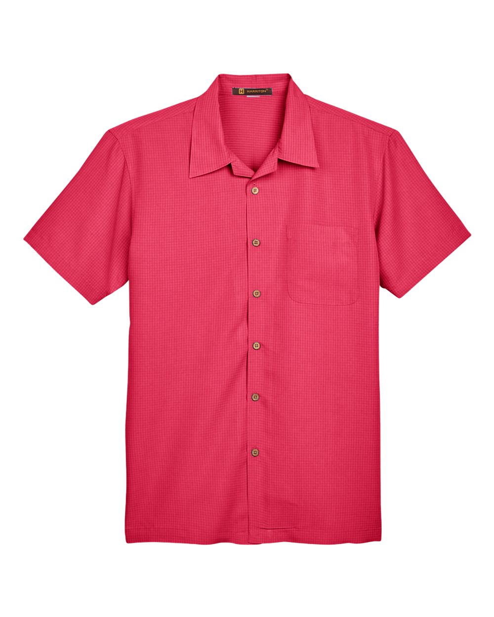 Front View of Parrot Red Men's Barbados Textured Camp Shirt - M560