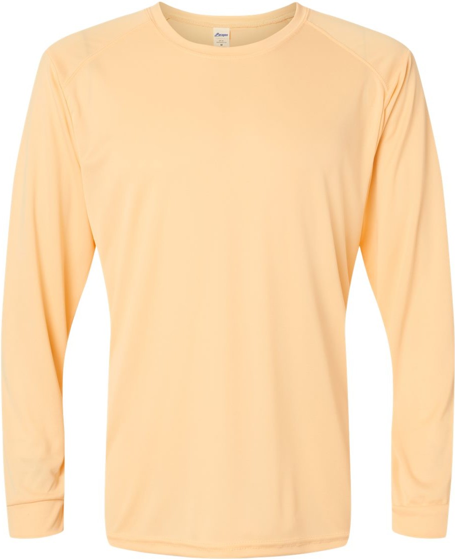 Front View of Peach Long Islander Performance Long Sleeve T-Shirt - 210