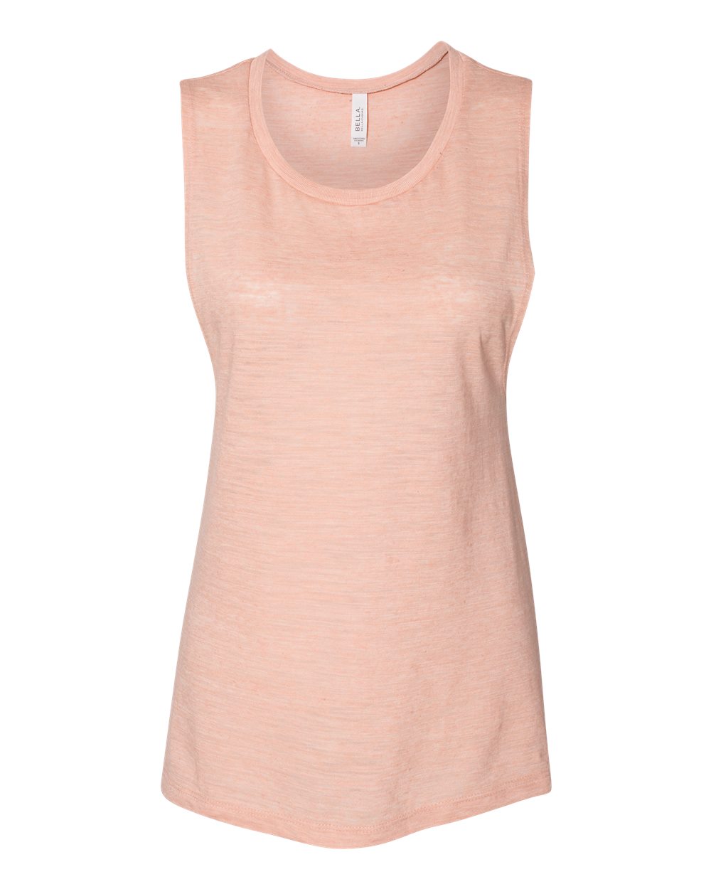 Front View of Peach Slub Women's Flowy Scoop Muscle Tank - 8803