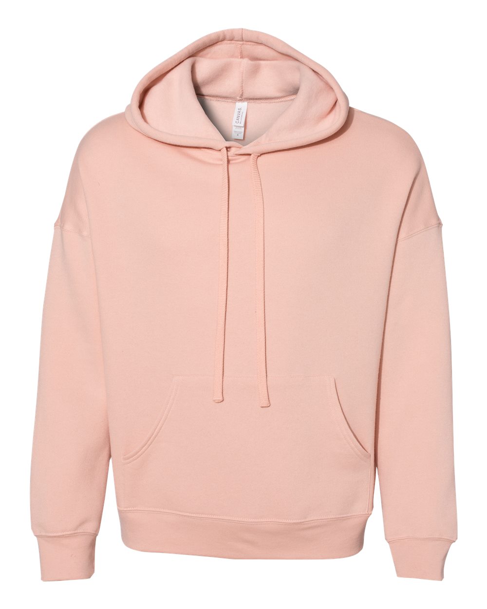 Front View of Peach Sponge Fleece Drop Shoulder Hoodie - 3729