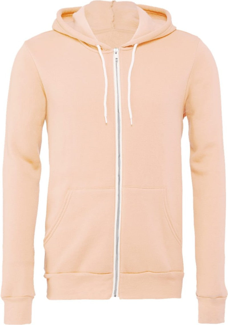 Front View of Peach Sponge Fleece Full-Zip Hoodie - 3739
