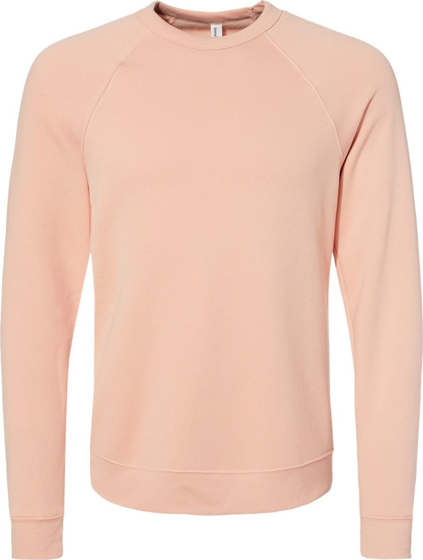 Front View of Peach Sponge Fleece Raglan Crewneck Sweatshirt - 3901