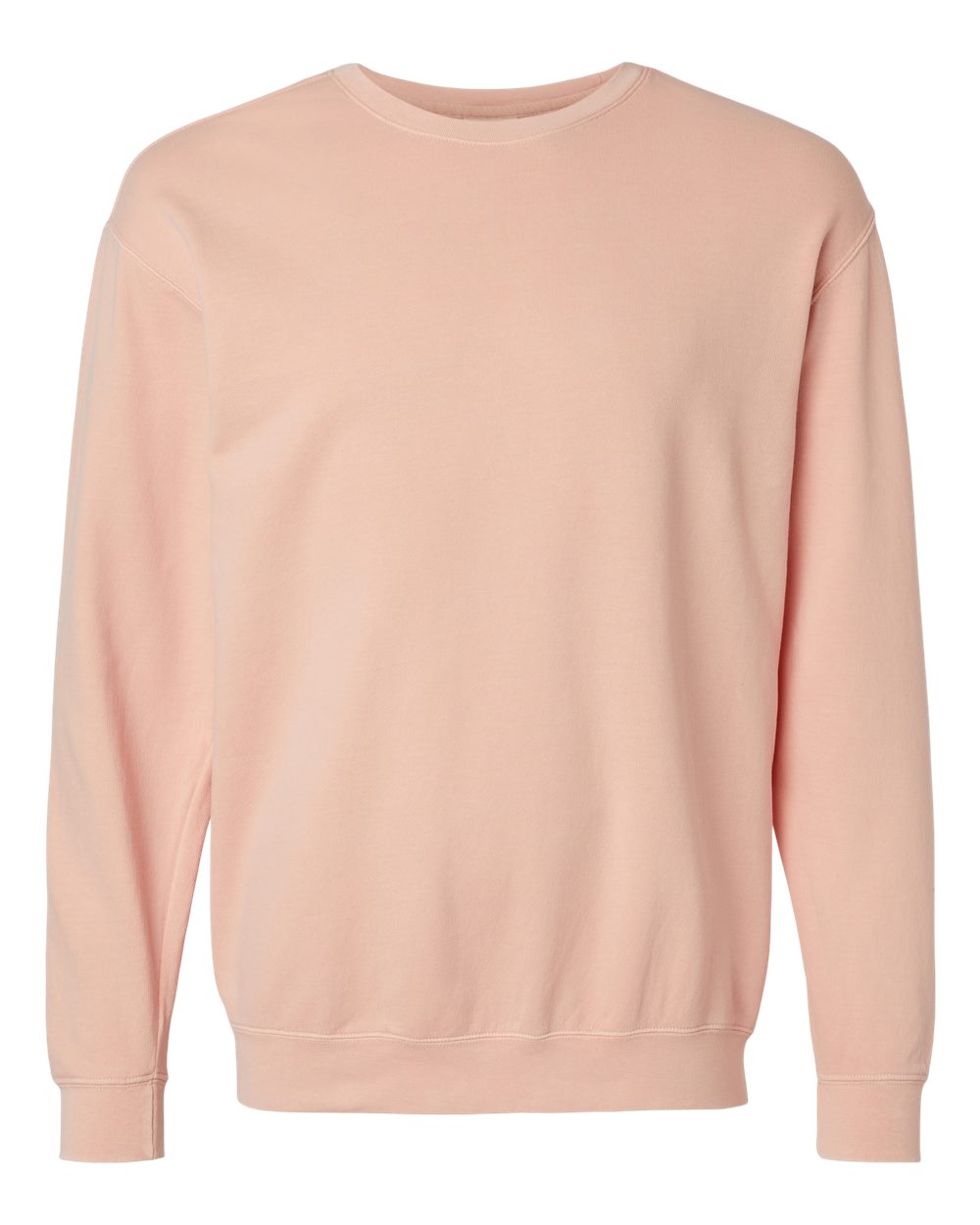 Front View of Peachy Garment-Dyed Lightweight Fleece Crewneck Sweatshirt - 1466