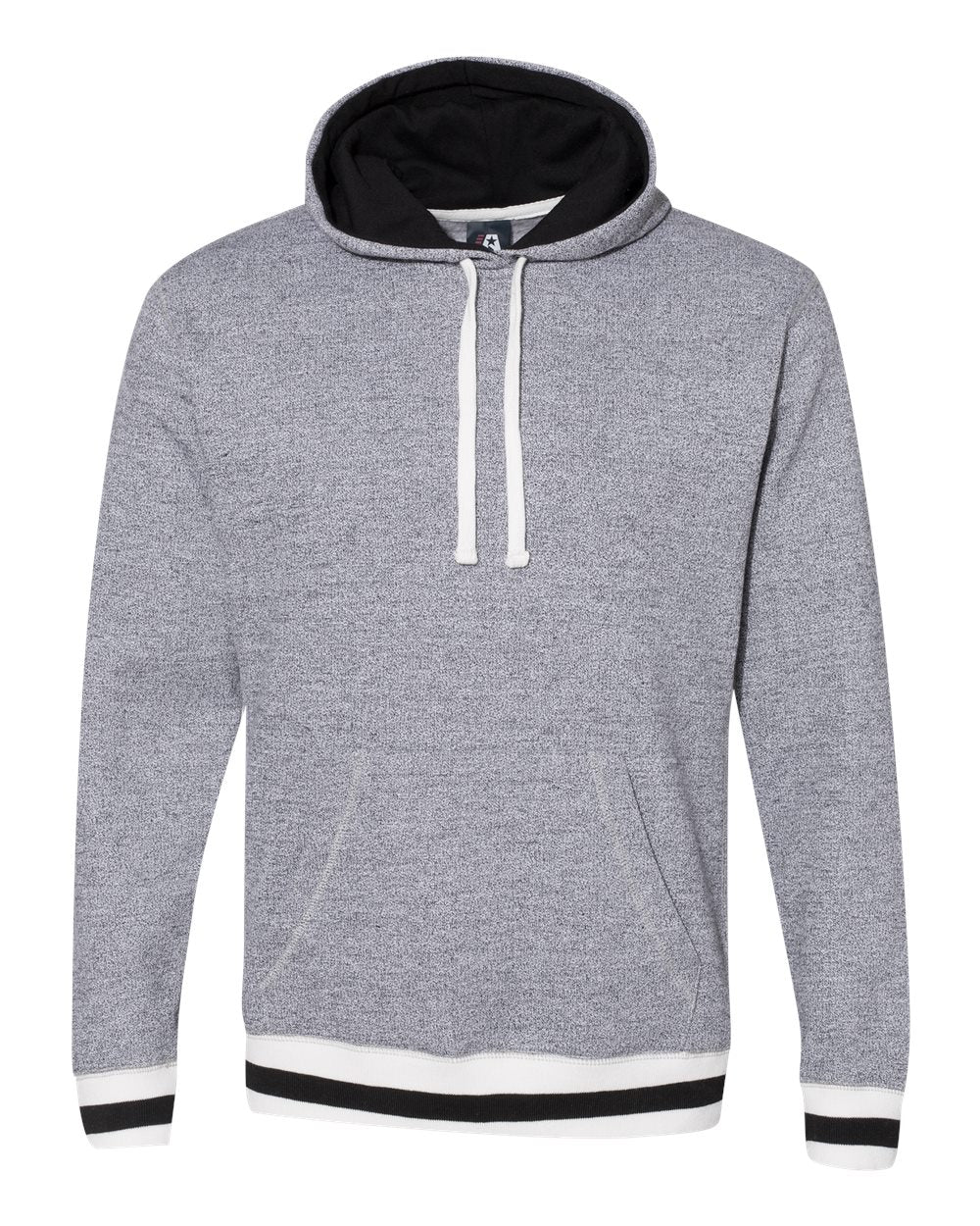 Front View of Pepper/ Black Peppered Fleece Lapover Hooded Sweatshirt - 8701