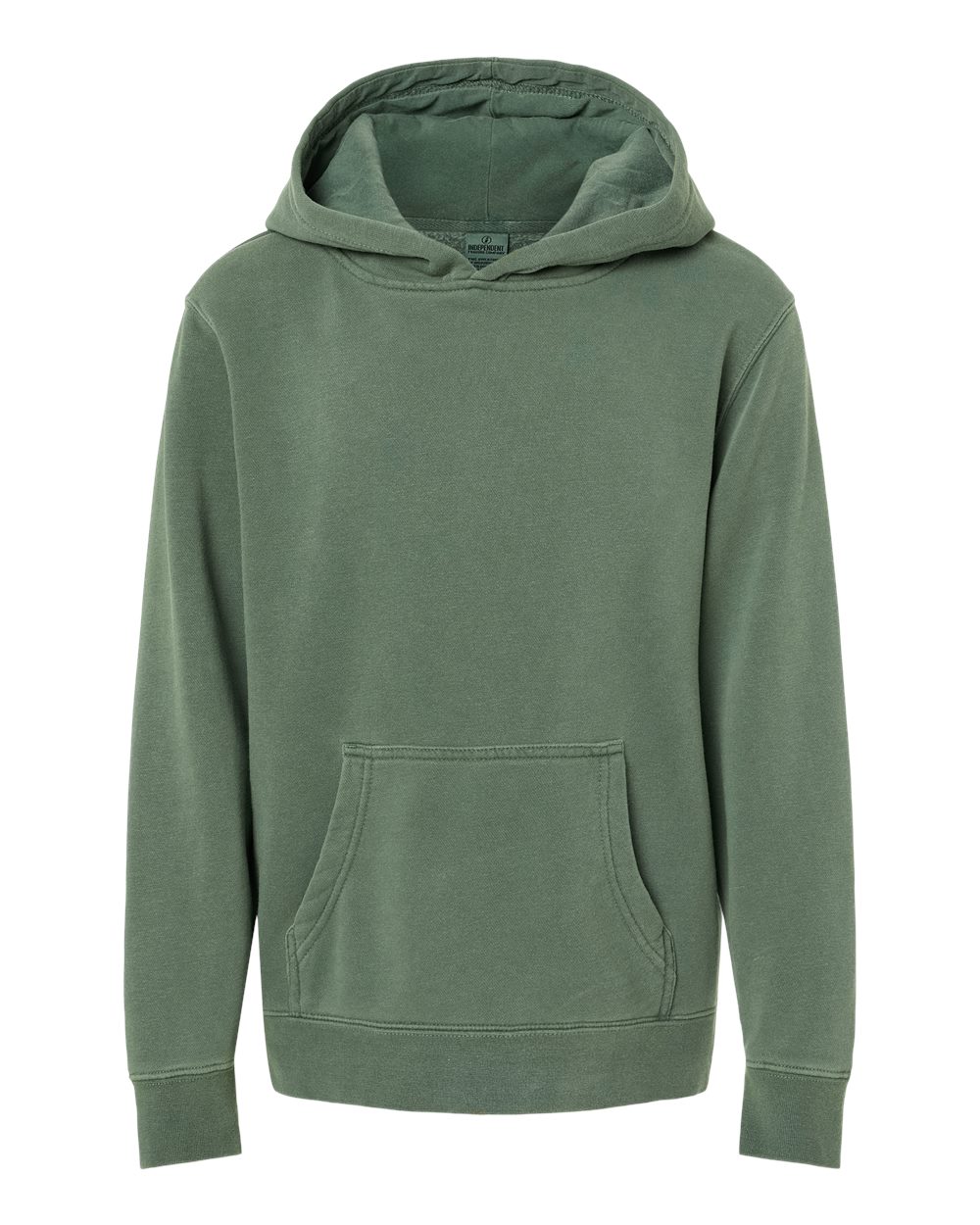 Front View of Pigment Alpine Green Youth Midweight Pigment-Dyed Hooded Sweatshirt - PRM1500Y
