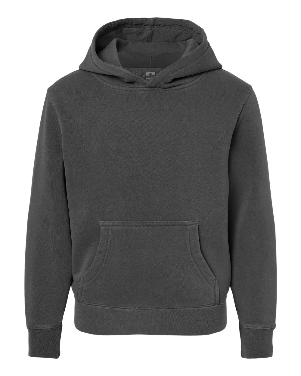 Front View of Pigment Black Youth Midweight Pigment-Dyed Hooded Sweatshirt - PRM1500Y