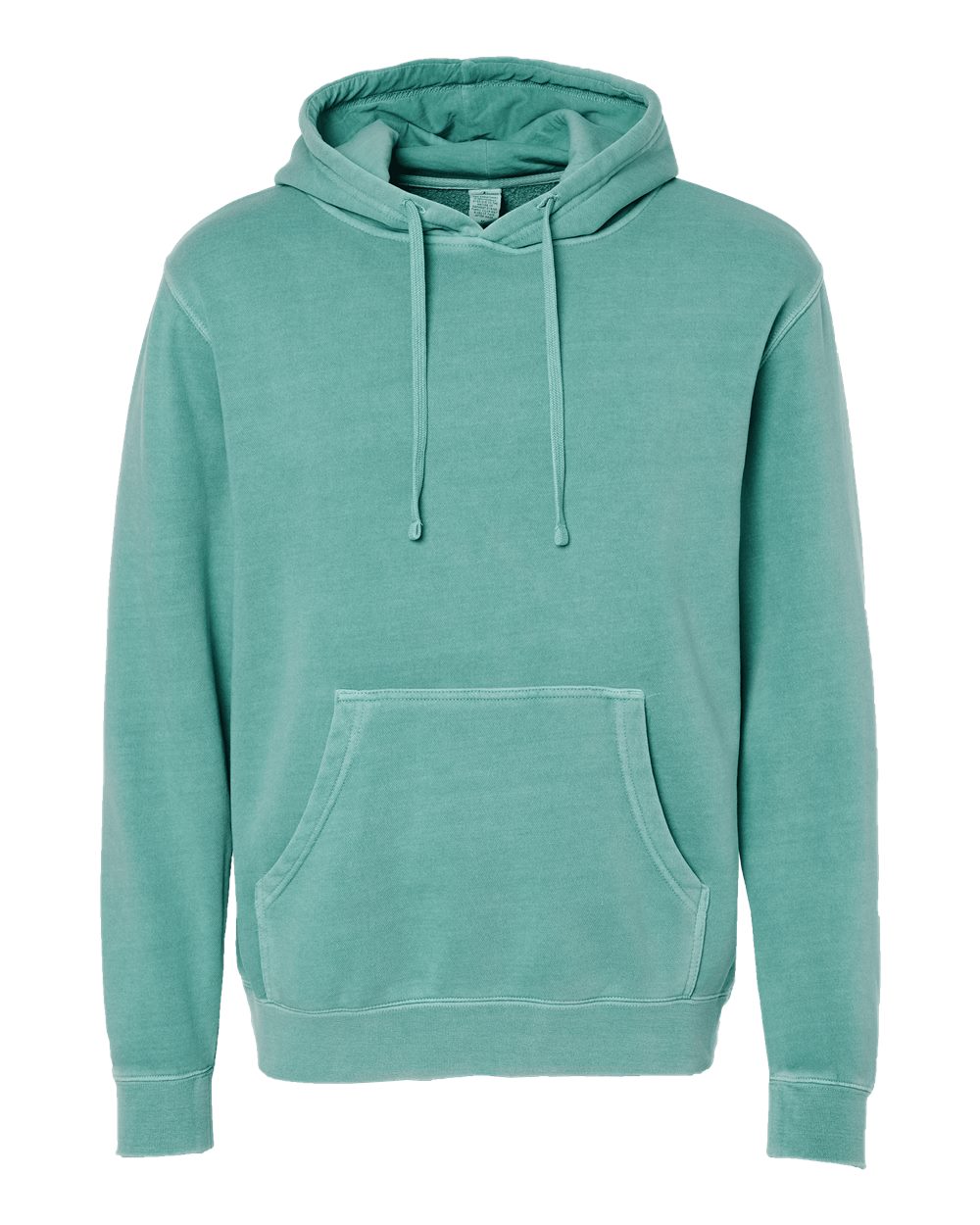 Front View of Pigment Mint Midweight Pigment-Dyed Hooded Sweatshirt - PRM4500