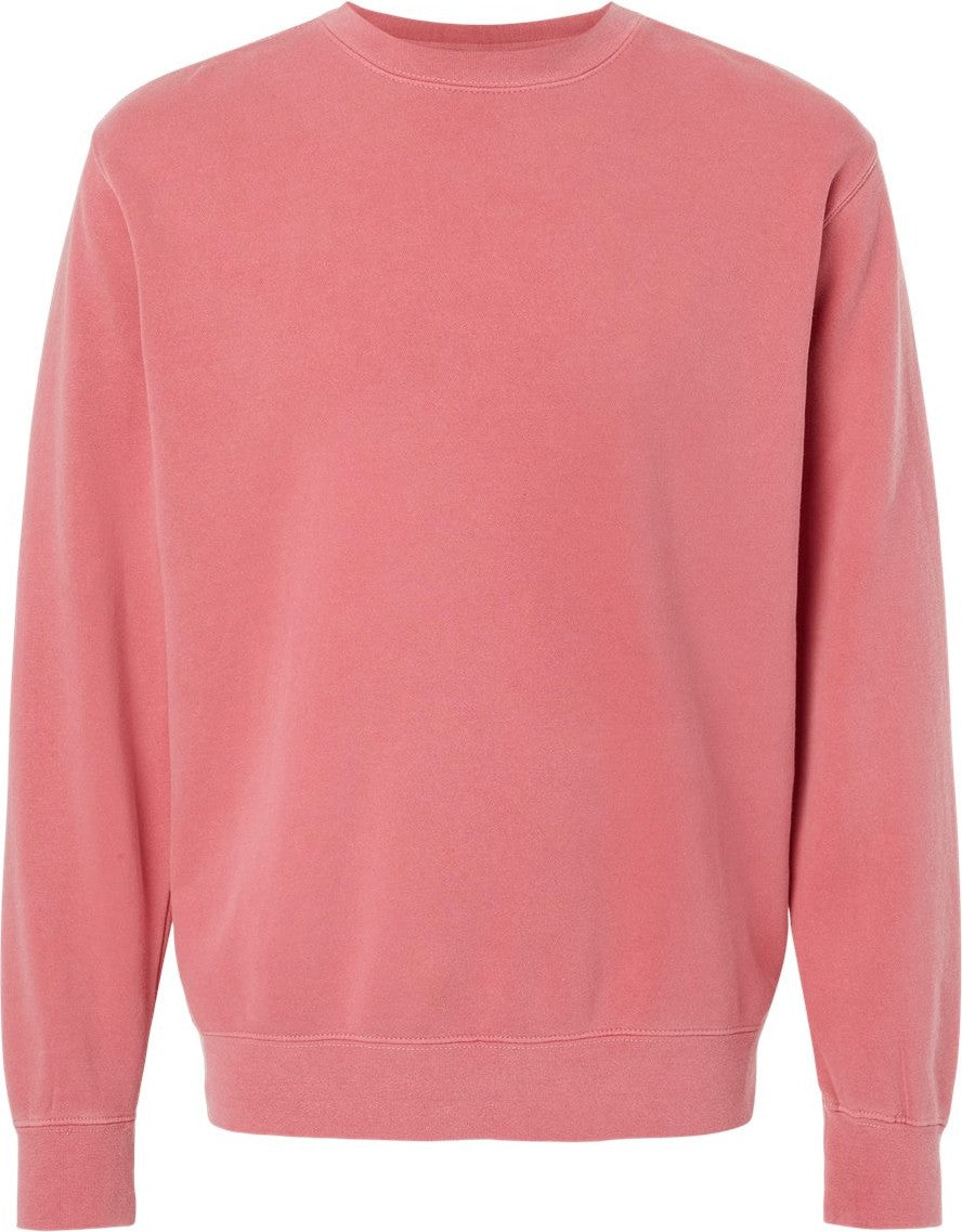 Front View of Pigment Pink Midweight Pigment-Dyed Crewneck Sweatshirt - PRM3500