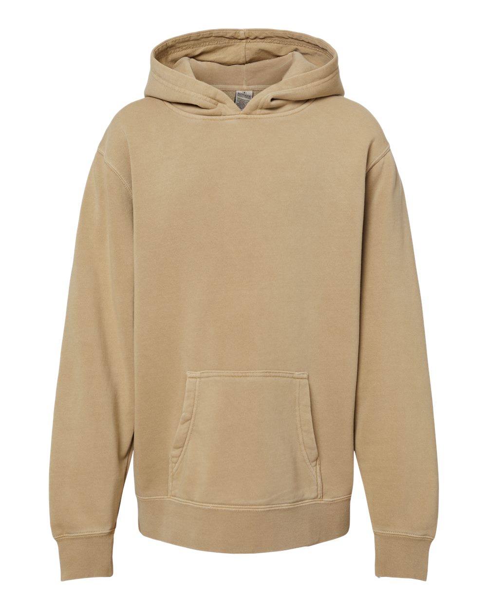 Front View of Pigment Sandstone Youth Midweight Pigment-Dyed Hooded Sweatshirt - PRM1500Y