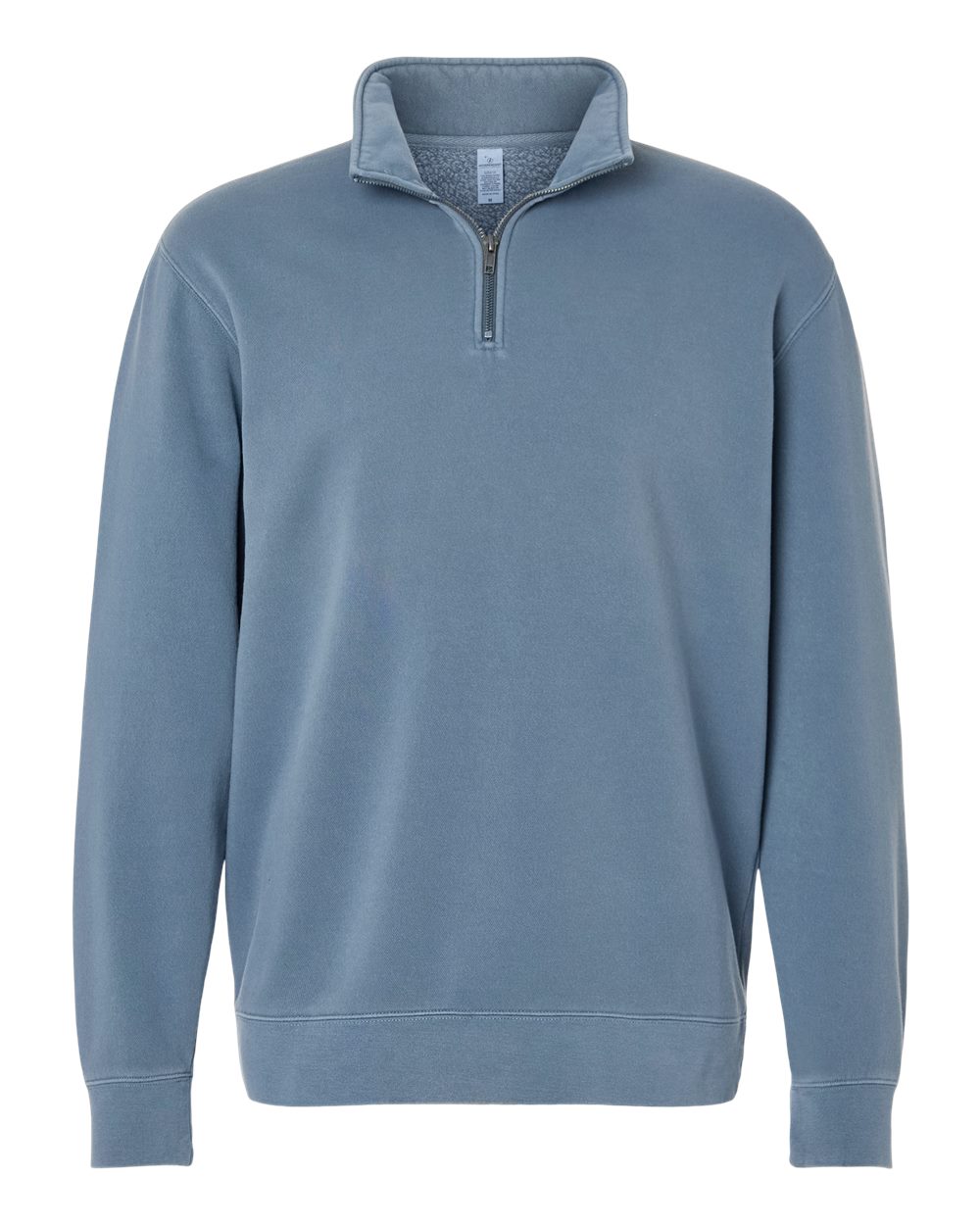 Front View of Pigment Slate Blue Pigment-Dyed Quarter-Zip Pullover - PRM4600QZ