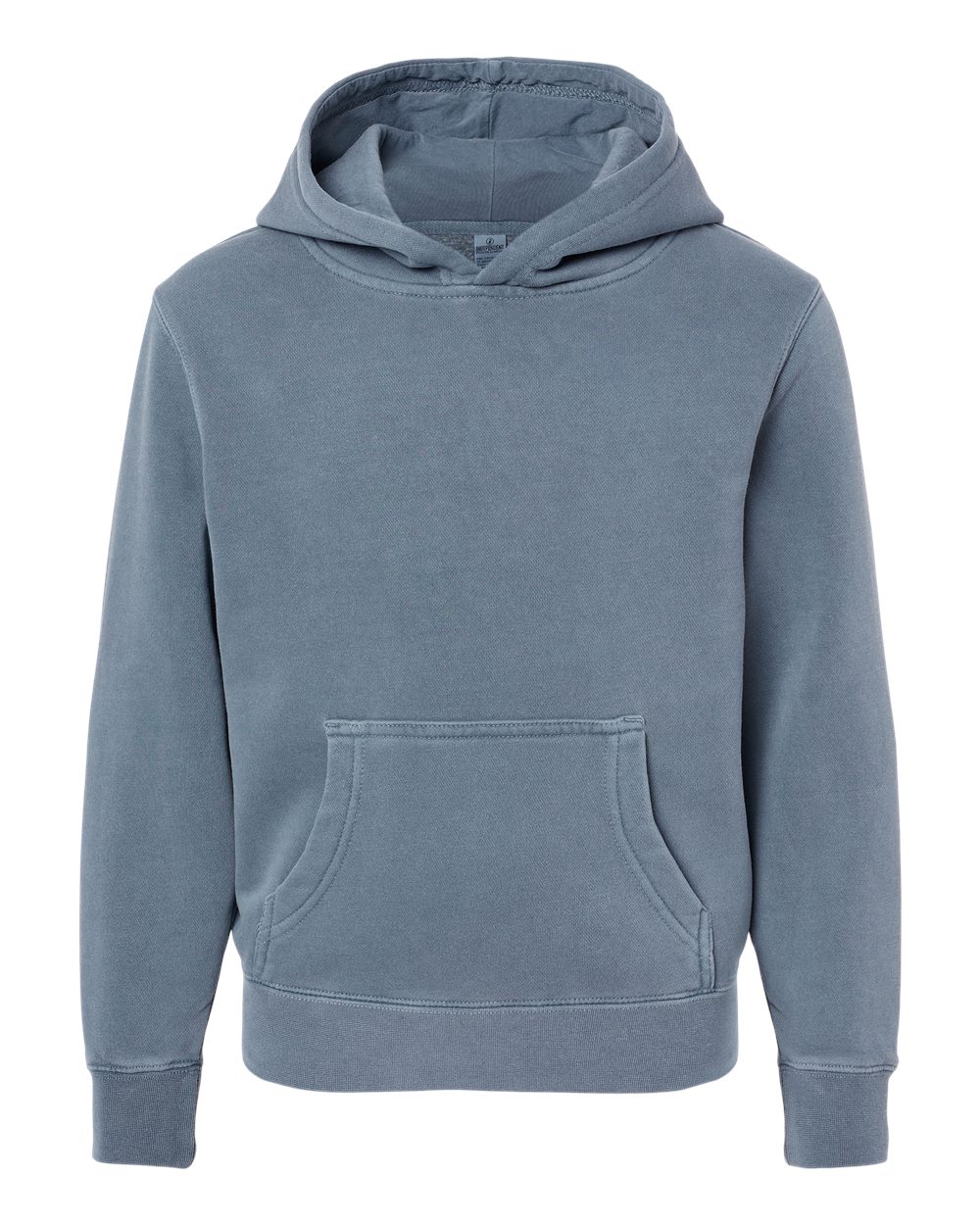 Front View of Pigment Slate Blue Youth Midweight Pigment-Dyed Hooded Sweatshirt - PRM1500Y