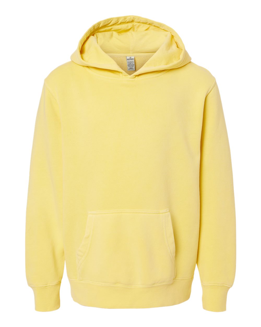 Front View of Pigment Yellow Youth Midweight Pigment-Dyed Hooded Sweatshirt - PRM1500Y