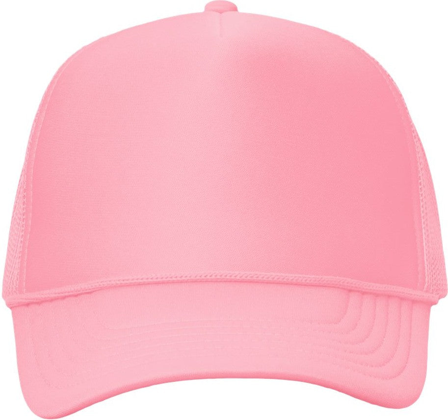 Front View of Pink Foam Mesh-Back Trucker Cap - VC700