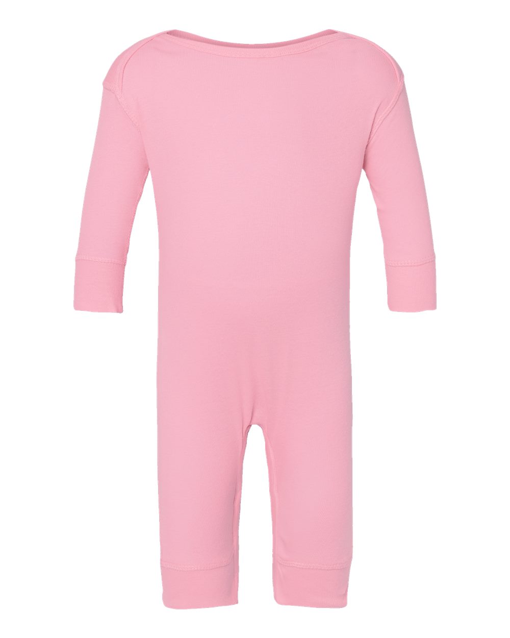Front View of Pink Infant Long Legged Baby Rib Bodysuit - 4412