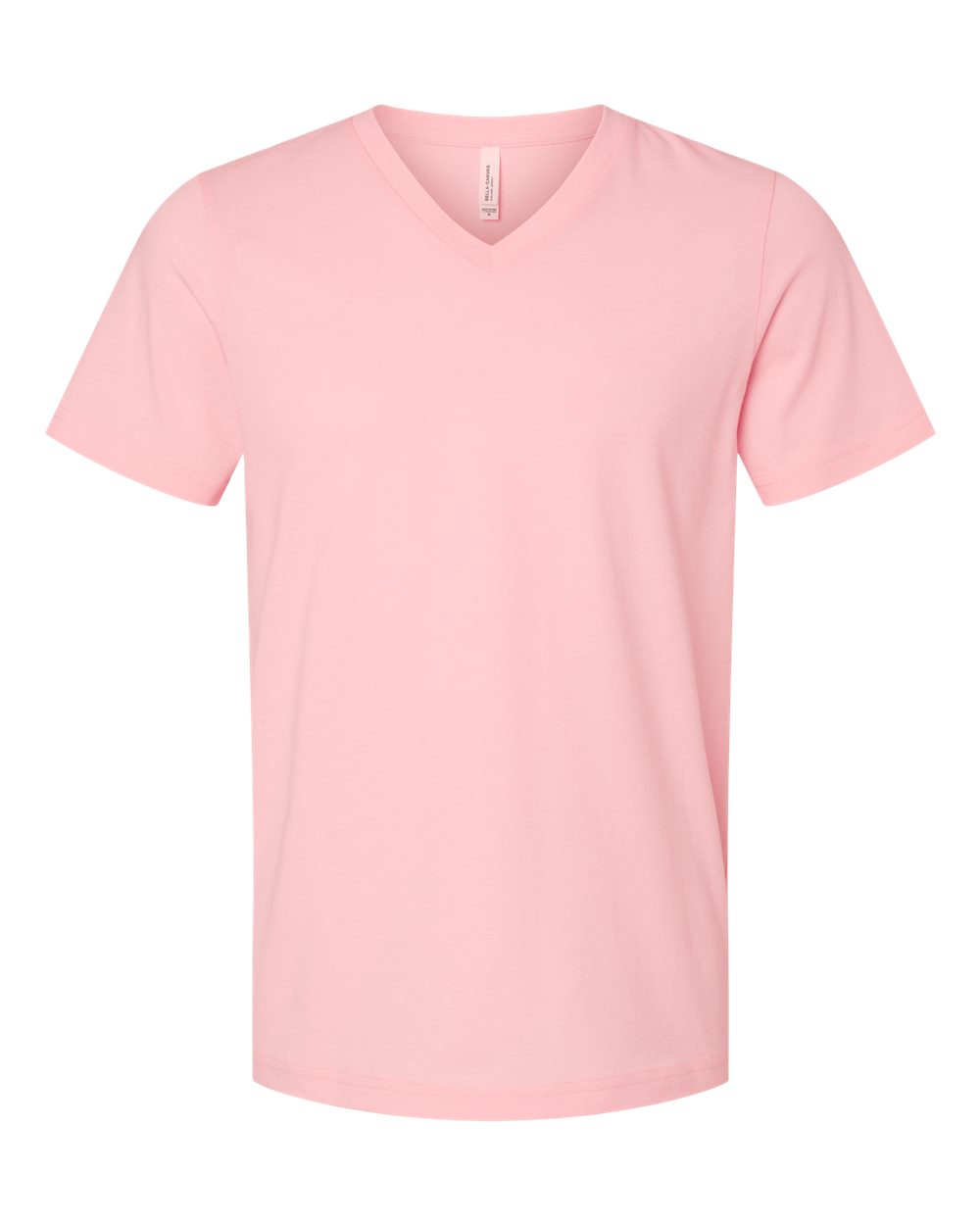 Front View of Pink Jersey V-Neck Tee - 3005