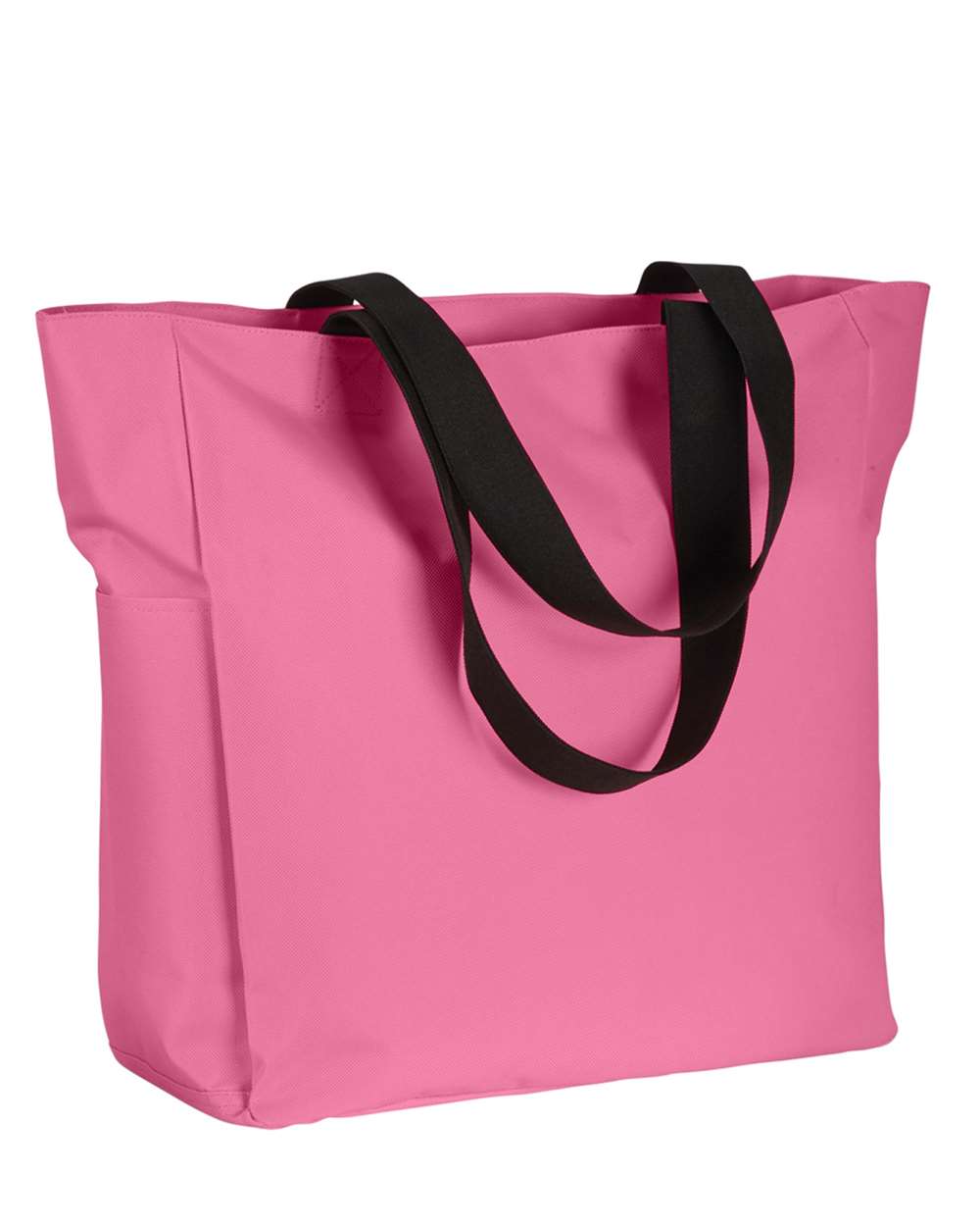 Front View of Pink Polyester Zip Tote - BE080