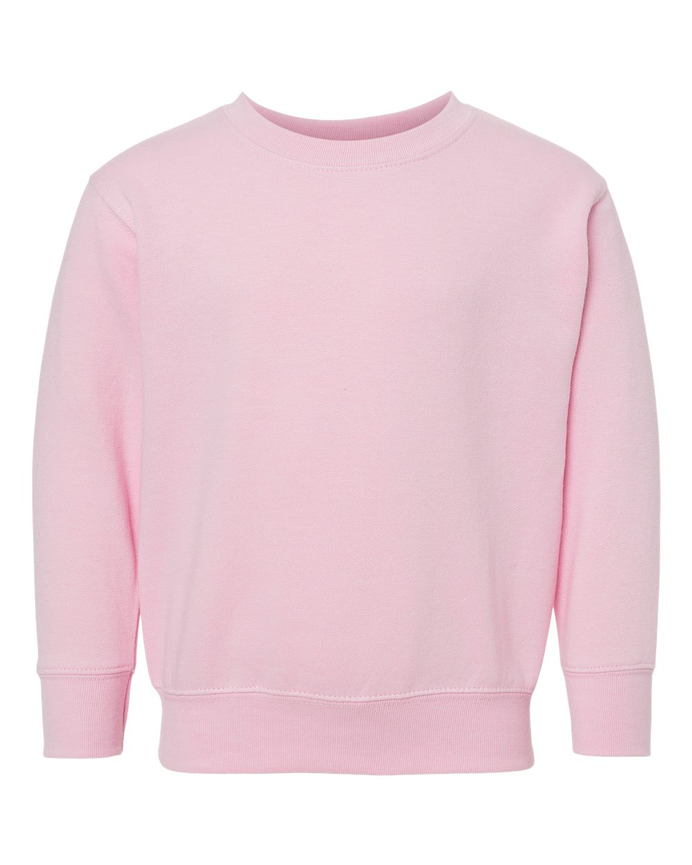 Front View of Pink Toddler Fleece Crewneck Sweatshirt - 3317