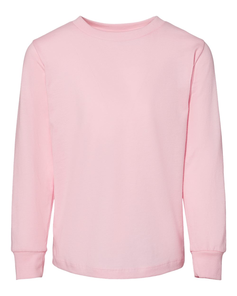 Front View of Pink Toddler Jersey Long Sleeve Tee - 3501T